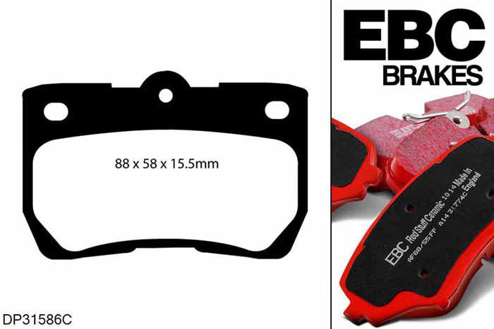 DP31586C, Lexus GS300, 3.0 2005-2012, EBC Redstuff remblokken set achteras, Voor modellen met remschijf diameter van 310mm aan de achteras