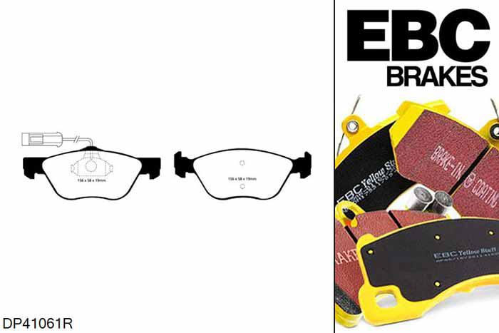 DP41061R, Alfa Romeo GTV, 2.0 1996-2003, EBC Yellowstuff remblokken set vooras, Voor modellen met ATE remklauwen aan de vooras, Voor modellen met een remschijf diameter 285mm