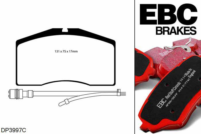DP3997C, Audi S/RS RS2, 2.2 Turbo 311 PK 1993-1996, EBC Redstuff remblokken set vooras, Voor modellen met Brembo remklauwen aan de vooras, Voor modellen met een remschijf diameter 322mm