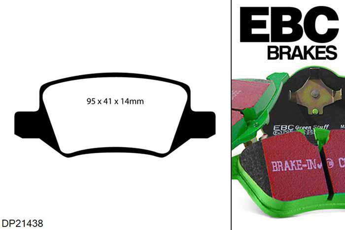 DP21438, Mercedes A-Class (W169), A200 (2.0) 2004-2012, EBC Greenstuff remblokken set achteras, Voor modellen met remschijf diameter van 258mm aan de achteras