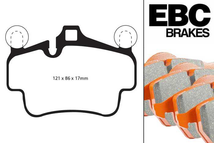 DP92029, Porsche Boxster Spyder (Cast Iron Discs only), 3.4 324 PK 2010-2015, EBC Orangestuff remblokken set vooras, Voor modellen met Brembo remklauwen aan de vooras, Voor modellen met een remschijf diameter 318mm