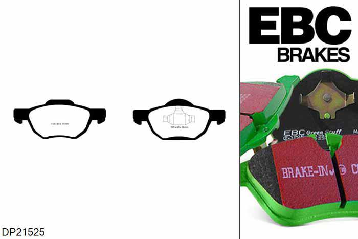 DP21525, Honda Accord, 2.0 Saloon (CL7) 2003-2008, EBC Greenstuff remblokken set vooras, Voor modellen met ATE remklauwen aan de vooras, Voor modellen met een remschijf diameter 300mm
