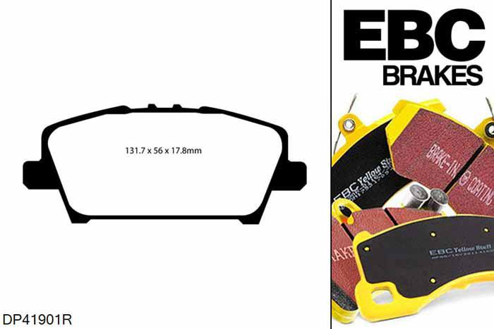 DP41901R, Honda Civic (8th Gen), 1.8 Type-S (FN) 2006-2012, EBC Yellowstuff remblokken set vooras, Voor modellen met TRW remklauwen aan de vooras, Voor modellen met een remschijf diameter 282mm