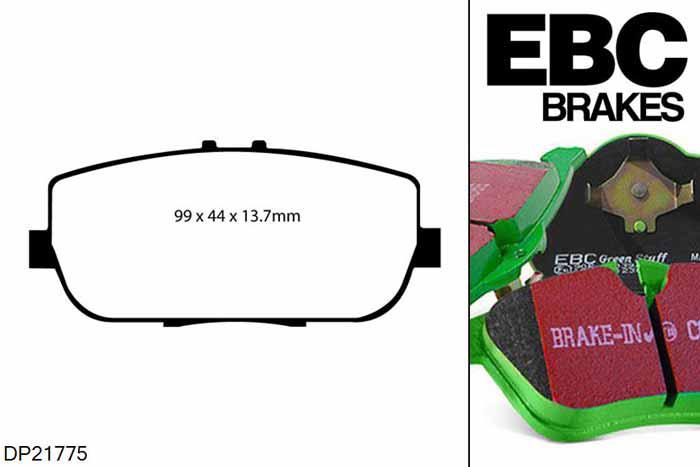 DP21775, Abarth 124 Spider, 1.4 Turbo 170 PK 2016-, EBC Greenstuff remblokken set achteras, Voor modellen met Sumitomo remklauwen aan de achteras, Voor modellen met remschijf diameter van 280mm aan de achteras