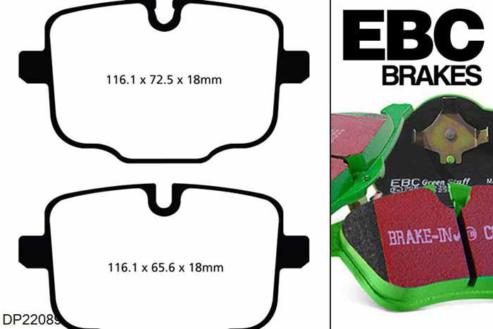 DP22089, BMW 6 Series (F06) Gran Coupe, 640 (3.0 TD) 2012-, EBC Greenstuff remblokken set achteras, Voor modellen met TRW remklauwen aan de achteras, Voor modellen met remschijf diameter van 345mm aan de achteras