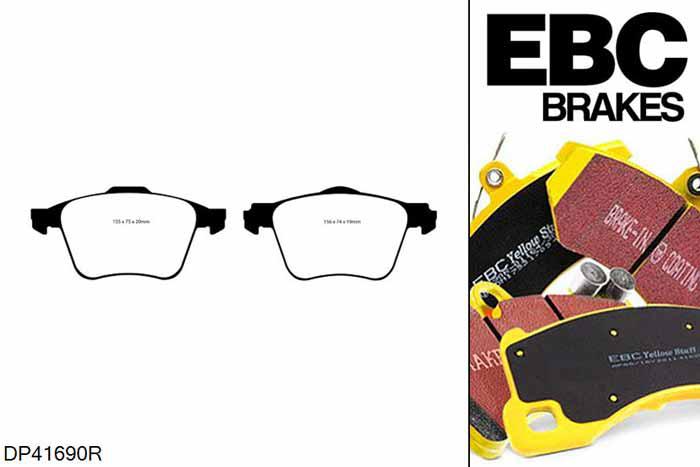 DP41690R, Volvo XC90, 2.4 TD 185 PK 2006-2015, EBC Yellowstuff remblokken set vooras, Voor modellen met ATE remklauwen aan de vooras, Voor modellen met een remschijf diameter 336mm