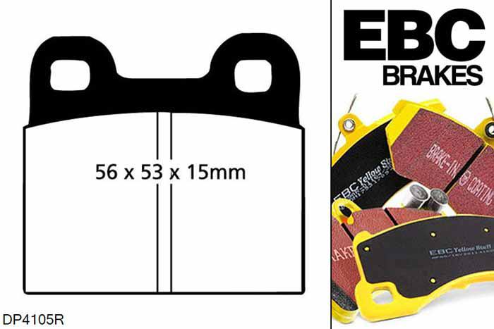 DP4105R, BMW 5 Series (E12), 528 i (2.8) 5 Series (E12), EBC Yellowstuff remblokken set achteras Voor modellen met ATE remklauwen aan de achteras, Voor modellen met remschijf diameter van 272mm aan de achteras