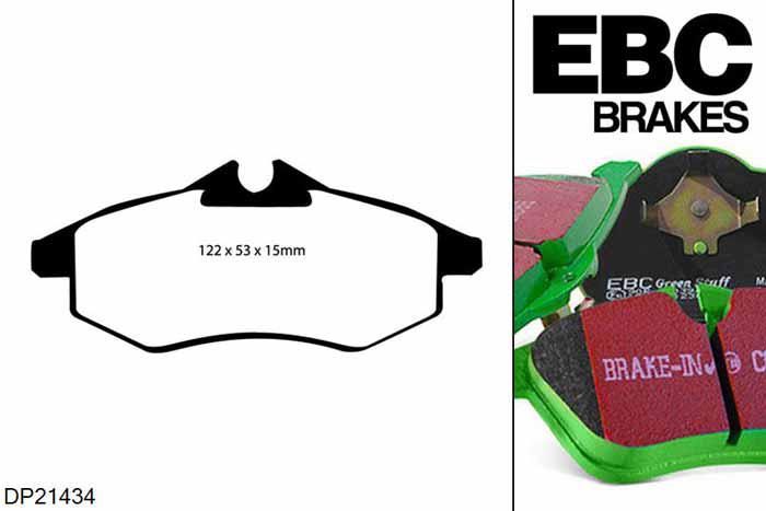 DP21434, Citroen C3, 1.6 TD 92 PK 2005-2009, EBC Greenstuff remblokken set vooras, Voor modellen met TRW remklauwen aan de vooras, Voor modellen met een remschijf diameter 266mm