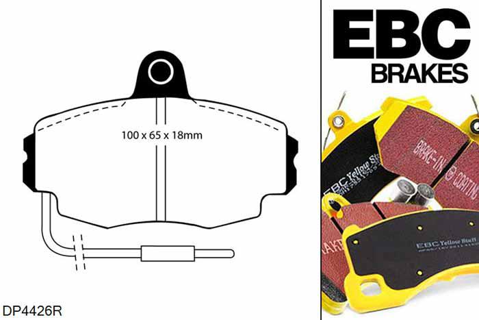 DP4426R, Peugeot 205, 1.9 CTi 1987-1995, EBC Yellowstuff remblokken set vooras, Voor modellen met Girling/TRW remklauwen aan de vooras, Voor modellen met een remschijf diameter 247mm