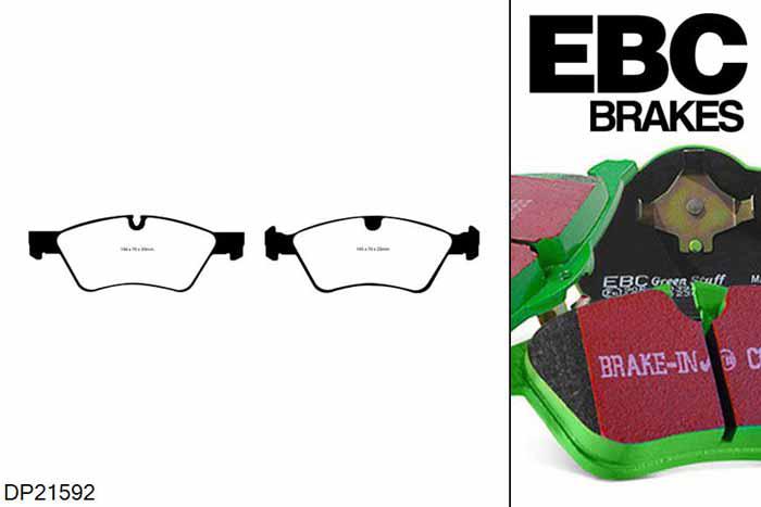 DP21592, Mercedes GL-Class (X164), GL350 (3.0TD) 224 PK 2009-2012, EBC Greenstuff remblokken set vooras, Voor modellen met ATE remklauwen aan de vooras, Voor modellen met een remschijf diameter 350mm