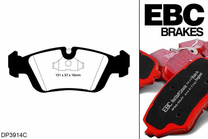 DP3914C, BMW 3 Series (E46), 320 i (2.0) 1998-2000, EBC Redstuff remblokken set vooras, Voor modellen met ATE remklauwen aan de vooras, Voor modellen met een remschijf diameter 286mm