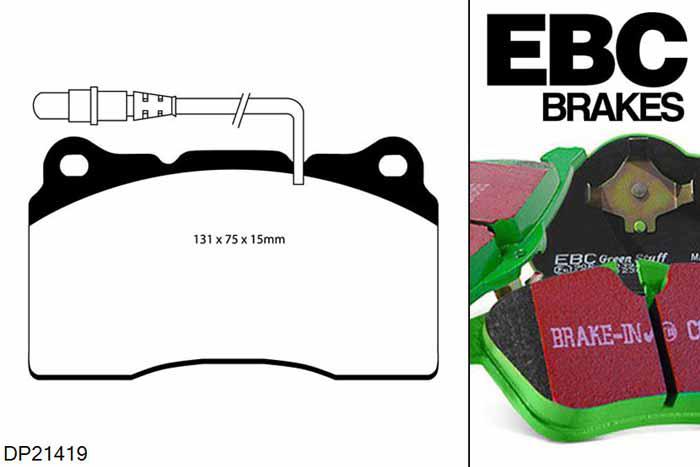 DP21419, Citroen C8, 3.0 2003-2010, EBC Greenstuff remblokken set vooras, Voor modellen met Brembo remklauwen aan de vooras, Voor modellen met een remschijf diameter 310mm