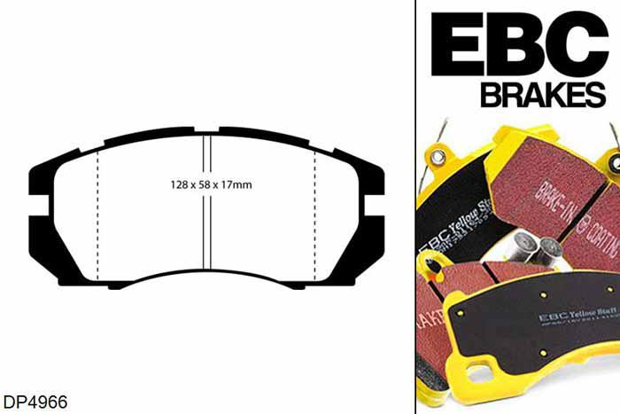DP4966R, Subaru Impreza, 2.0 Turbo 1994-1996, EBC Yellowstuff remblokken set vooras, Voor modellen met een remschijf diameter 277mm