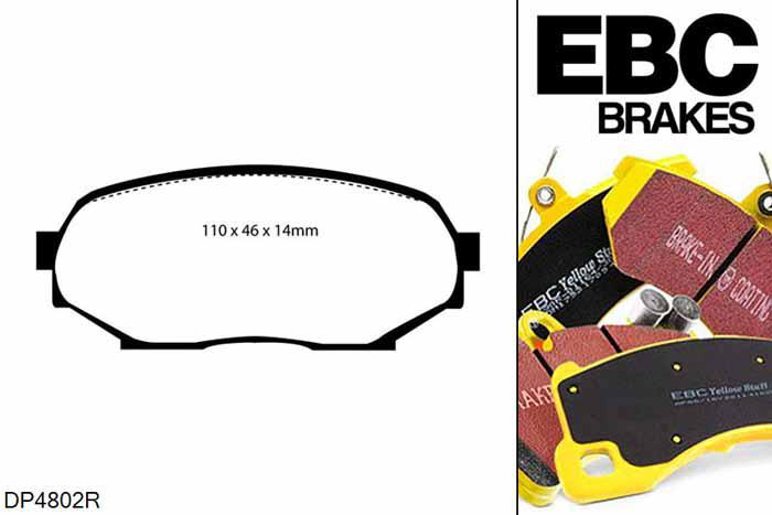 DP4802R, Mazda MX5 Mk1 (NA), 1.6 1989-1998, EBC Yellowstuff remblokken set vooras, Voor modellen met Sumitomo remklauwen aan de vooras, Voor modellen met een remschijf diameter 235mm