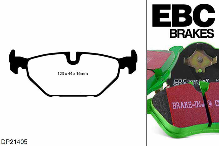 DP21405, Saab 9-mei, 3.0 TD 177 PK 2001-2006, EBC Greenstuff remblokken set achteras, Voor modellen met ATE remklauwen aan de achteras, Voor modellen met remschijf diameter van 300mm aan de achteras