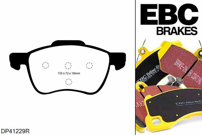 DP41229R, Volvo S80 Mk1, 2.5 Turbo 2002-2006, EBC Yellowstuff remblokken set vooras, Voor modellen met ATE remklauwen aan de vooras, Voor modellen met een remschijf diameter 305mm