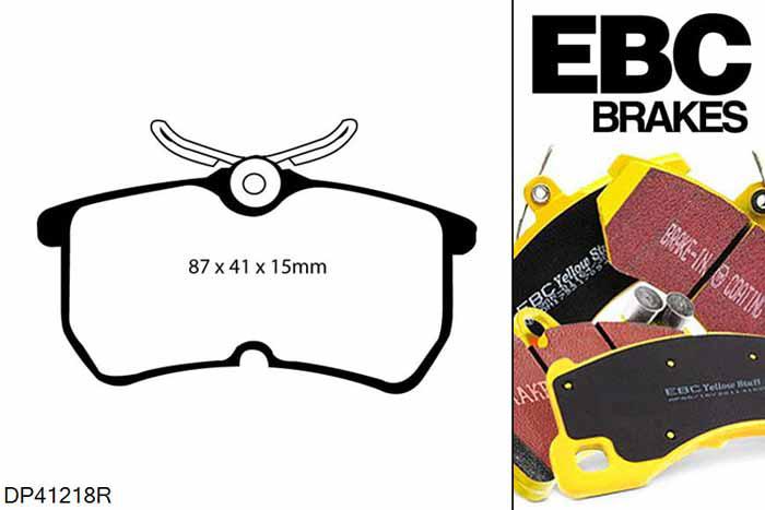DP41218R, Ford Puma, 1.7 Racing Puma, EBC Yellowstuff remblokken set achteras Voor modellen met Girling/TRW remklauwen aan de achteras, Voor modellen met remschijf diameter van 270mm aan de achteras