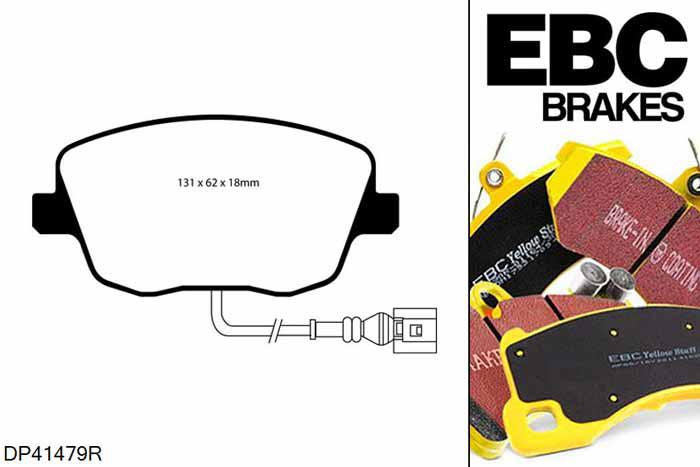DP41479R, Seat Cordoba, 1.9 TDI 130 PK 2002-2009, EBC Yellowstuff remblokken set vooras, Voor modellen met TRW remklauwen aan de vooras, Voor modellen met een remschijf diameter 288mm