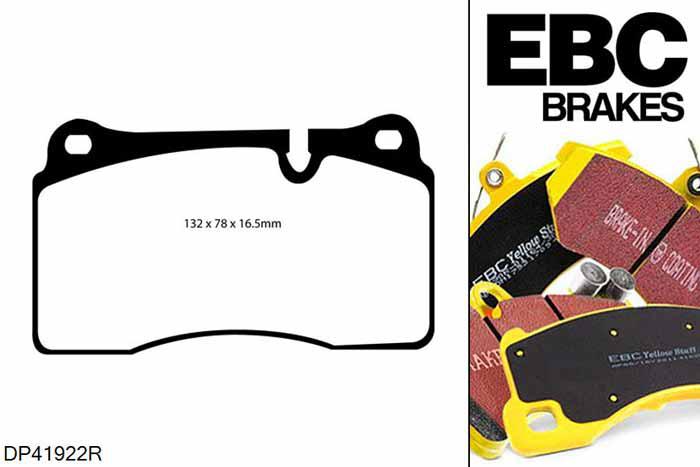 DP41922R, Landrover Range Rover (L322), 4.2 Supercharged 2005-2009, EBC Yellowstuff remblokken set vooras, Voor modellen met Brembo remklauwen aan de vooras, Voor modellen met een remschijf diameter 360mm