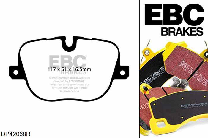 DP42068R, Landrover Range Rover Sport (L320), 5.0 Supercharged Range Rover Sport (L320), EBC Yellowstuff remblokken set achteras, Voor modellen met remschijf diameter van 365mm aan de achteras