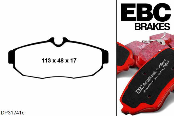 DP31741C, Ford Mustang (5th Generation), 4.6 GT 2005-2010, EBC Redstuff remblokken set achteras, Voor modellen met remschijf diameter van 300mm aan de achteras