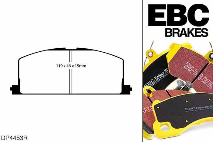 DP4453R, Toyota Starlet, 1.3 (EP91) (ABS) 1996-2000, EBC Yellowstuff remblokken set vooras, Voor modellen met Akebono remklauwen aan de vooras, Voor modellen met een remschijf diameter 238mm
