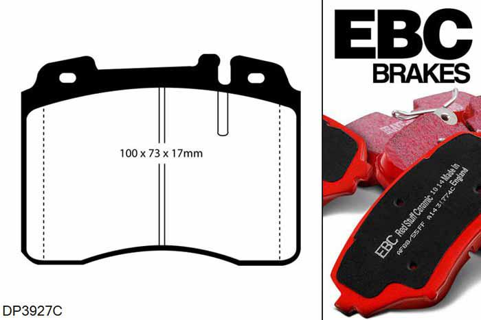 DP3927C, Mercedes E-Class (W210), E420 1996-1997, EBC Redstuff remblokken set vooras, Voor modellen met ATE remklauwen aan de vooras, Voor modellen met een remschijf diameter 316mm