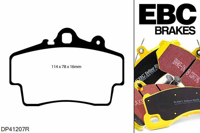 DP41207R, Porsche Boxster (Cast Iron Discs only), 2.7 1999-2004, EBC Yellowstuff remblokken set vooras, Voor modellen met Brembo remklauwen aan de vooras, Voor modellen met een remschijf diameter 298mm