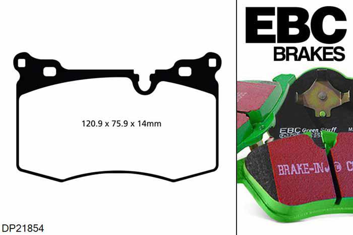 DP21854, Mini Mini Coupe (R58), 1.6 Turbo Works 2011-, EBC Greenstuff remblokken set vooras, Voor modellen met Brembo remklauwen aan de vooras, Voor modellen met een remschijf diameter 316mm