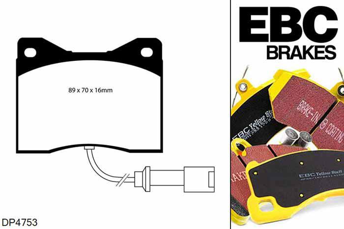 DP4753R, BMW 5 Series (E12), 520 i (2.0) 1976-1979, EBC Yellowstuff remblokken set vooras, Voor modellen met ATE remklauwen aan de vooras, Voor modellen met een remschijf diameter 280mm