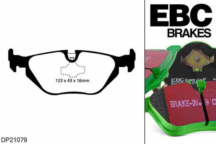 DP21079, BMW 3 Series (E36), 325 i (2.5) 1990-1999, EBC Greenstuff remblokken set achteras, Voor modellen met ATE remklauwen aan de achteras, Voor modellen met remschijf diameter van 280mm aan de achteras