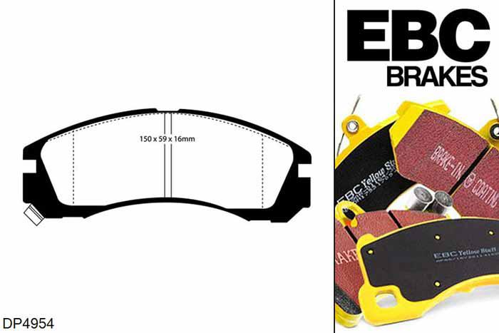 DP4954R, Mitsubishi Eclipse, 2.0 4WD 1991-1995, EBC Yellowstuff remblokken set vooras, Voor modellen met Akebono remklauwen aan de vooras, Voor modellen met een remschijf diameter 276mm