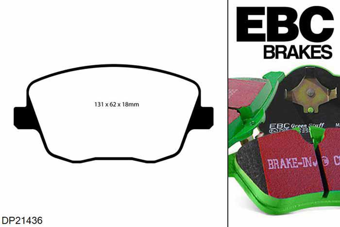 DP21436, Skoda Fabia (6Y), 2.0 116 PK 2000-2001, EBC Greenstuff remblokken set vooras, Voor modellen met Girling/TRW remklauwen aan de vooras, Voor modellen met een remschijf diameter 288mm