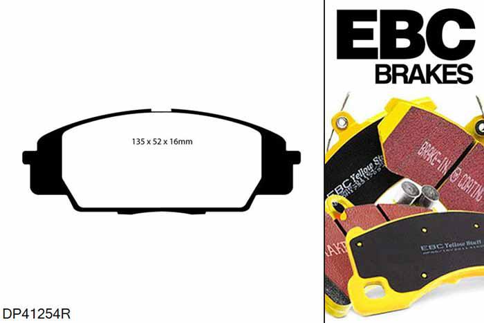DP41254R, Honda Integra, 2.0 Type S (DC5) 2004-2006, EBC Yellowstuff remblokken set vooras, Voor modellen met Sumitomo remklauwen aan de vooras