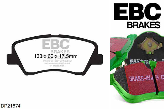 DP21874, Hyundai i-30 (GD), 1.4 TD 2012-2017, EBC Greenstuff remblokken set vooras, Voor modellen met een remschijf diameter 280mm