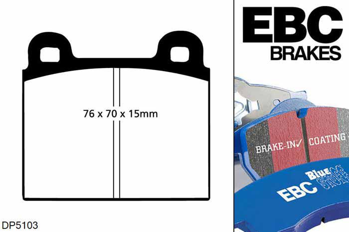 DP5103NDX, Opel Monza, 2.5 1979-1983, EBC Bluestuff remblokken set vooras, Voor modellen met ATE remklauwen aan de vooras, Voor modellen met een remschijf diameter 271mm