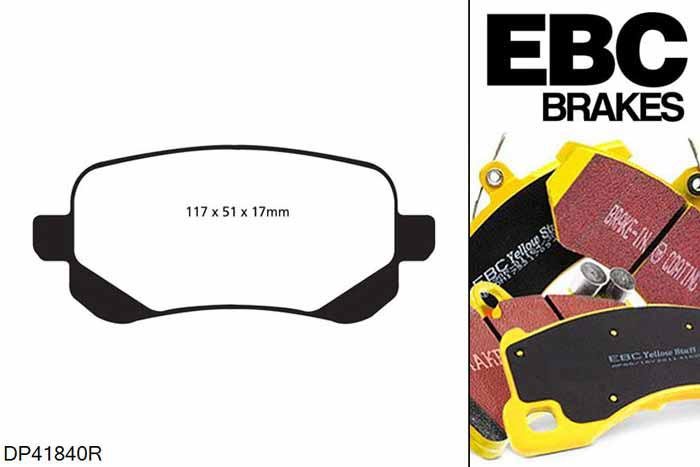 DP41840R, Fiat Freemont, 2.0 TD 140 PK Freemont, EBC Yellowstuff remblokken set achteras, Voor modellen met remschijf diameter van 305mm aan de achteras