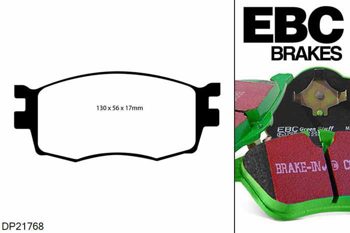 DP21768, Hyundai i-20 (PB), 1.4 (ESS) 2009-2015, EBC Greenstuff remblokken set vooras, Voor modellen met een remschijf diameter 256mm