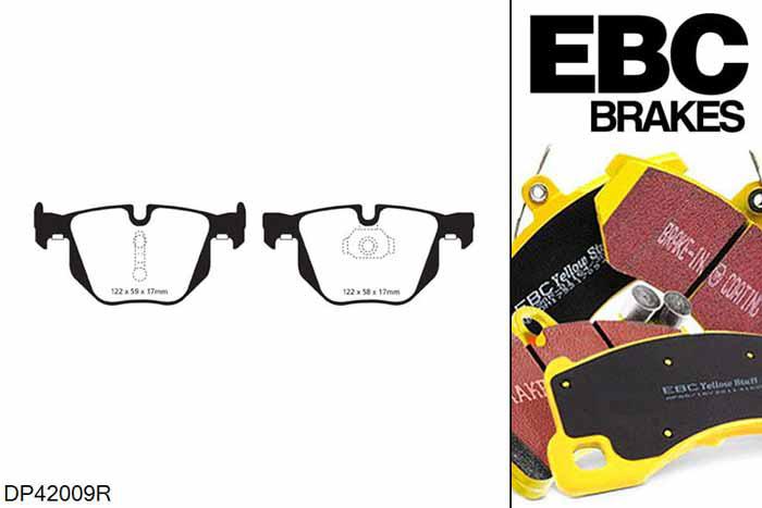 DP42009R, BMW X6, 3.0 TD (30d) 211 PK X6, EBC Yellowstuff remblokken set achteras Voor modellen met ATE remklauwen aan de achteras, Voor modellen met remschijf diameter van 320mm aan de achteras