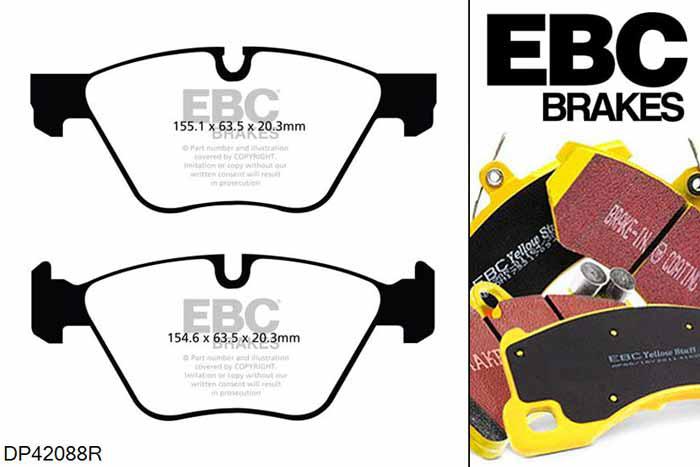 DP42088R, BMW 5 Series (F11), 528 i (3.0) 2010-2011, EBC Yellowstuff remblokken set vooras, Voor modellen met ATE remklauwen aan de vooras, Voor modellen met een remschijf diameter 330mm