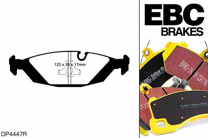 DP4447R, BMW 3 Series (E30), 320 i (2.0) Estate 3 Series (E30), EBC Yellowstuff remblokken set achteras Voor modellen met ATE remklauwen aan de achteras, Voor modellen met remschijf diameter van 258mm aan de achteras