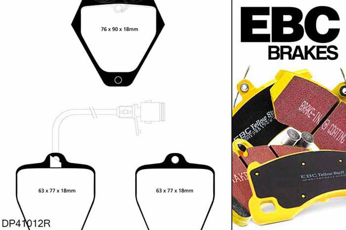 DP41012R, Audi A8 (D2/4D), 3.7 1995-1998, EBC Yellowstuff remblokken set vooras, Voor modellen met Girling/TRW remklauwen aan de vooras, Voor modellen met een remschijf diameter 314mm