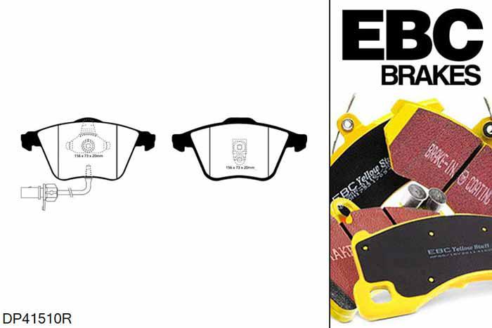 DP41510R, Audi A6 quattro Avant (C5/4B), 2.5 TDI 150 PK 1998-2003, EBC Yellowstuff remblokken set vooras, Voor modellen met ATE remklauwen aan de vooras, Voor modellen met een remschijf diameter 321mm