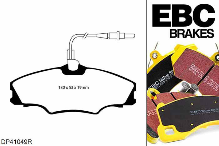 DP41049R, Peugeot 406, 1.8 1995-2004, EBC Yellowstuff remblokken set vooras, Voor modellen met Girling/TRW remklauwen aan de vooras, Voor modellen met een remschijf diameter 260mm
