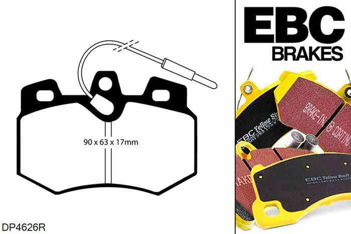 DP4626R, Peugeot 106, 1.6 1994-1996, EBC Yellowstuff remblokken set vooras, Voor modellen met Girling/TRW remklauwen aan de vooras, Voor modellen met een remschijf diameter 247mm