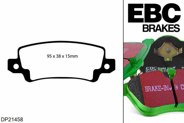 DP21458, Toyota Corolla, 1.4 TD (NDE120) 2004-2007, EBC Greenstuff remblokken set achteras, Voor modellen met remschijf diameter van 280mm aan de achteras