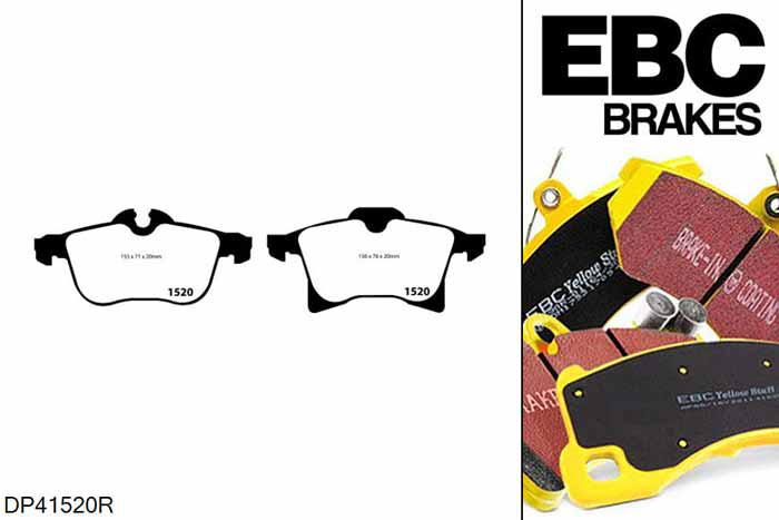 DP41520R, Opel ADAM, 1.4 Turbo 150 PK 2015-, EBC Yellowstuff remblokken set vooras, Voor modellen met ATE remklauwen aan de vooras, Voor modellen met een remschijf diameter 308mm