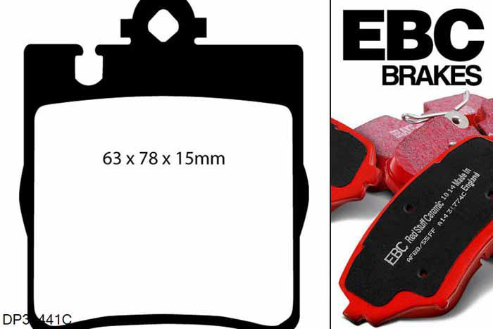 DP31441C, Mercedes C-Class Coupe (CL203), C230 2005-2008, EBC Redstuff remblokken set achteras, Voor modellen met ATE remklauwen aan de achteras, Voor modellen met remschijf diameter van 290mm aan de achteras