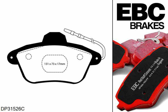 DP31526C, Renault Clio Mk2, 3.0 255 PK 2003-2005, EBC Redstuff remblokken set achteras, Voor modellen met remschijf diameter van 300mm aan de achteras