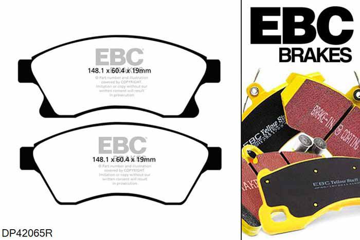 DP42065R, Opel Astra (J), 1.7 TD 130 PK 2011-2014, EBC Yellowstuff remblokken set vooras, Voor modellen met een remschijf diameter 276mm